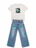 RNS T shirt and denim jeans